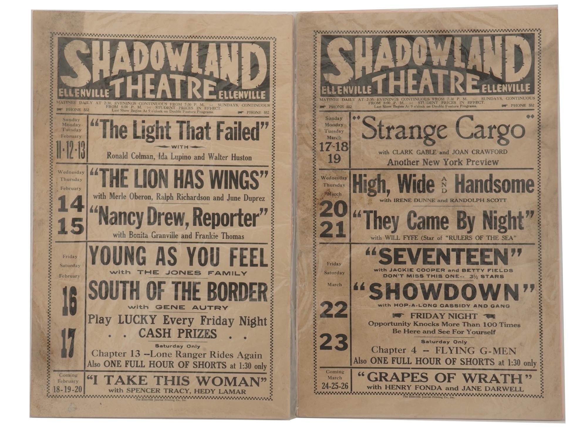 MID CENTURY ELLENVILLE SHADOWLAND THEATRE POSTERS PIC-0